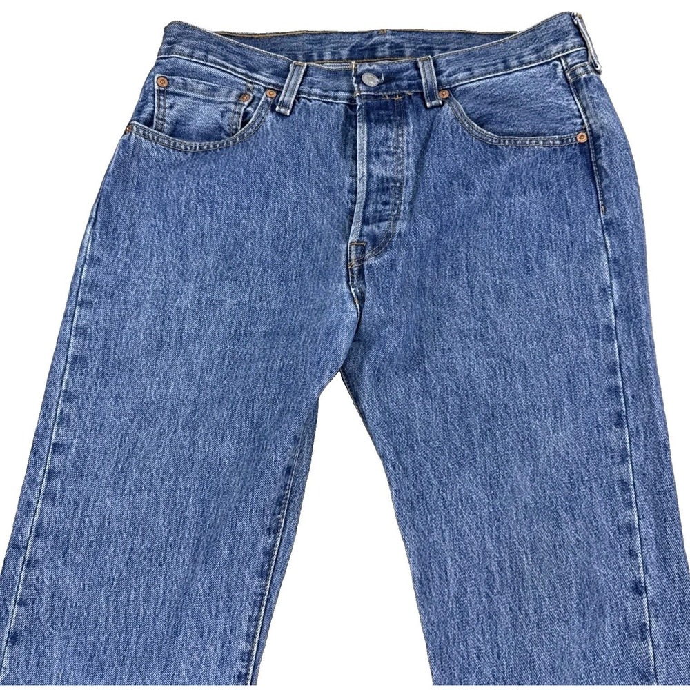 Levi's 501 Jeans Mens 32x32  Blue Button Fly Straight Leg Denim Classic - Picture 4 of 13